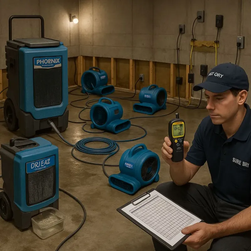 Structural Drying and Dehumidification process in Tobaccoville, NC